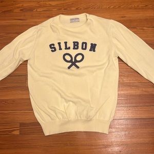 Yellow and navy blue Silbon tennis sweater